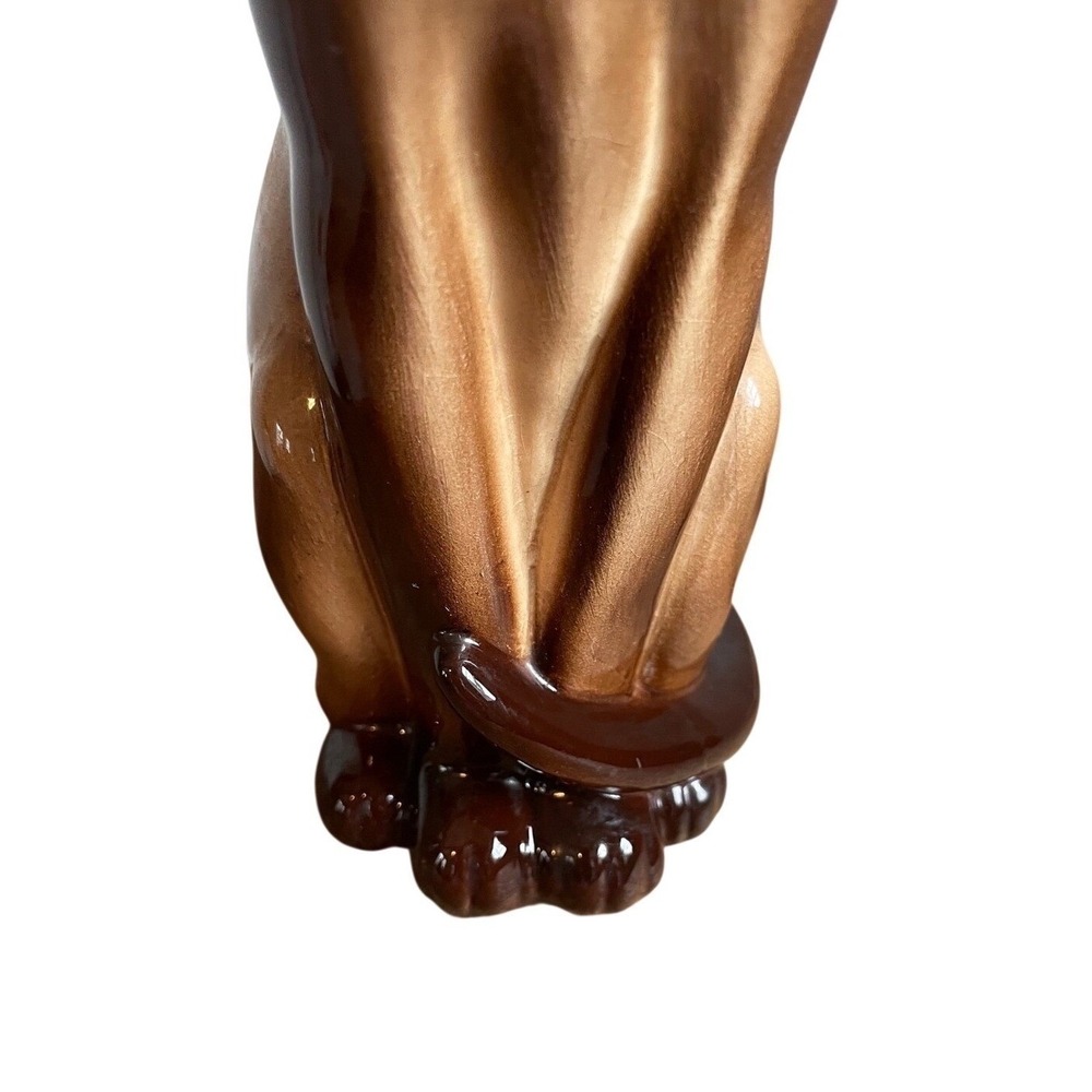 Vintage Ceramic Siamese Cat Figurine Brown Tan Glazed Sitting Tail 11" - Picture 7 of 10